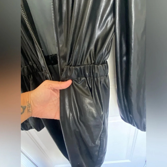 Women’s Ramy Brook long sleeve faux leather jumpsuit with pockets size small - Picture 6 of 9